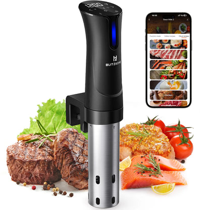 BlitzHome SV2209 1100W Sous Vide Cooker WIFI APP Control Thermal Immersion Circulator Machine with Digital LCD Display Time EU.