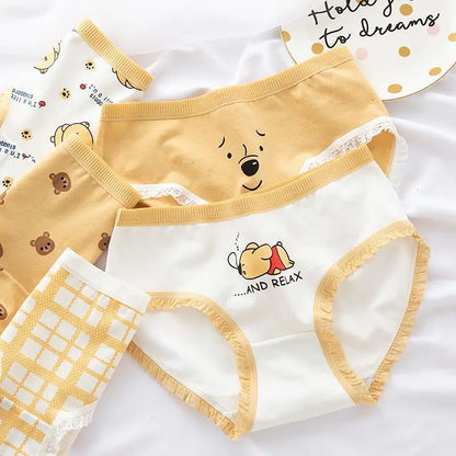 New 5Pcs/set Cotton Panties Strawberry Bear Cartoon Girls Briefs Sexy Women Underwear Lingeries Female Underpants.