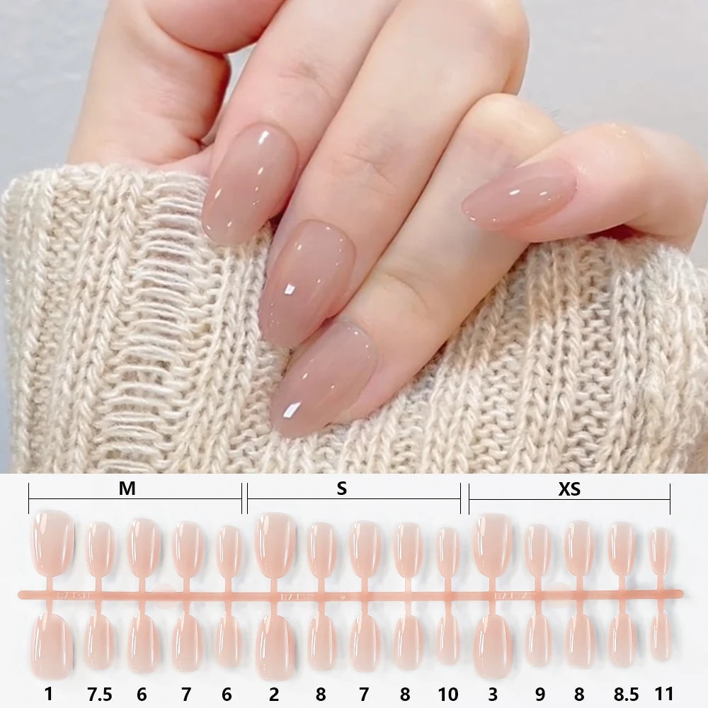 150Pcs M/S/XS Ice Nude Short Oval False Nail French Glossy Matte Simple Press on nails Nude Almond Full Cover Acrylic Fake Nails.