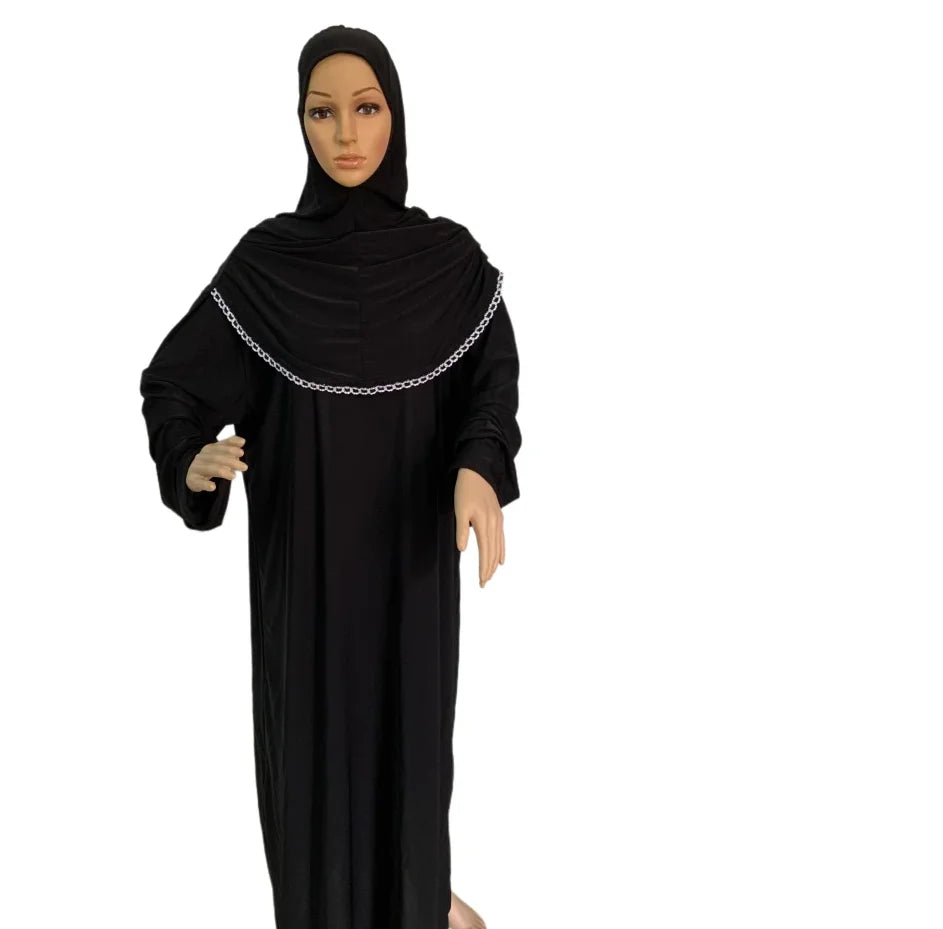 H118 Free size muslim dress with attached hijab pray khimar kaftan  burqa abaya robe hijab middle east clothing.