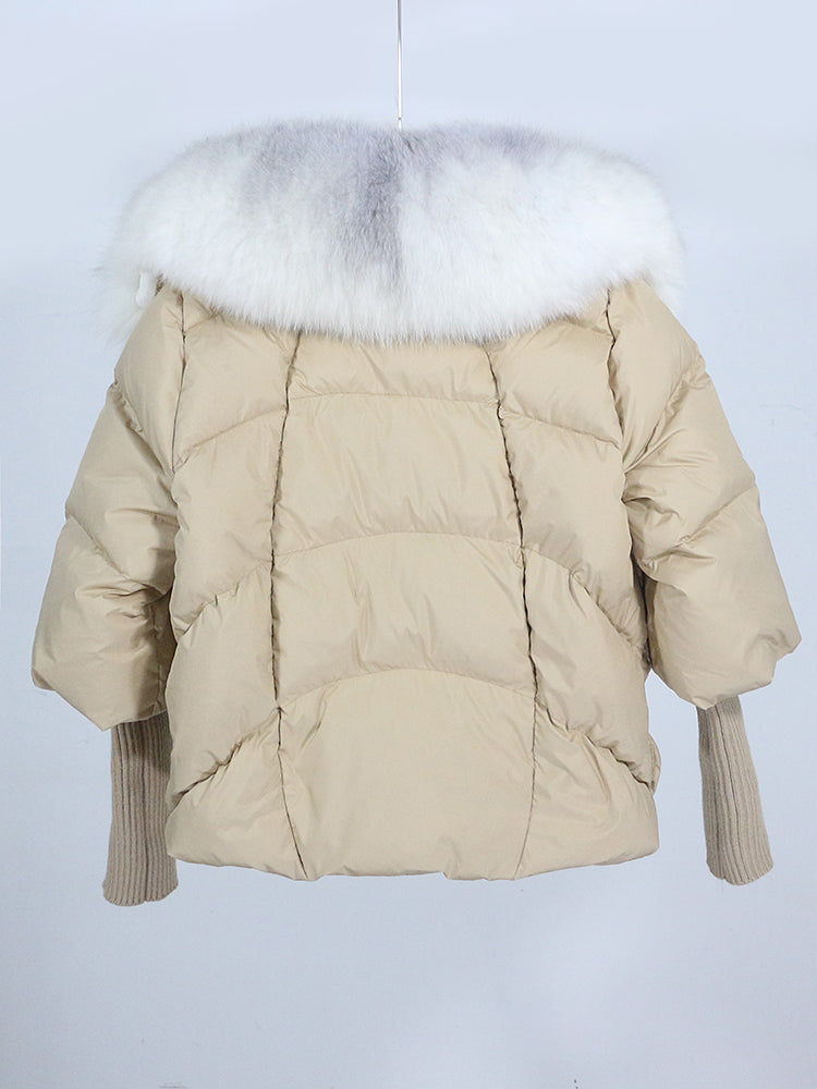 Lose Natürliche Echt Fox Pelz Kragen Mantel Dicke Neue Europäische Mode Weiße Ente Unten Jacke Winter Frauen Warme Luxus Oberbekleidung