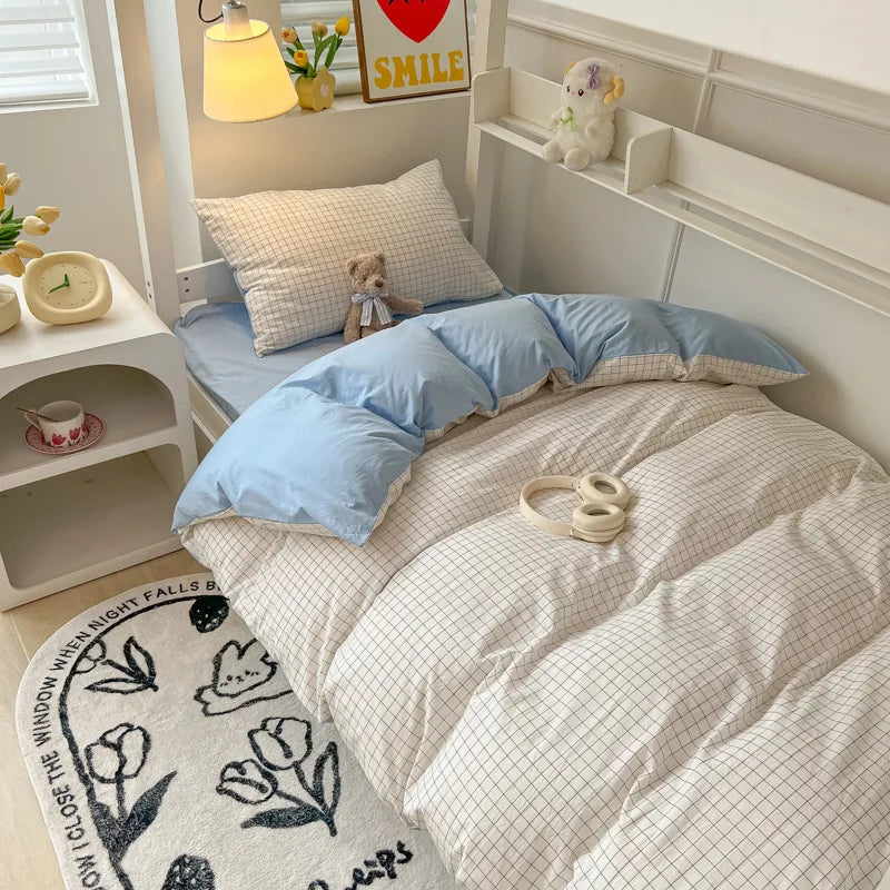 Home Quality Bedding Set Soft Cotton Duvet Cover Pillowcase Flat Sheet 3pcs Set Home Textiles Bedding Adjustable 0.9-1.2m Bed 이불.