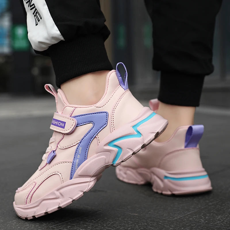 Girl's Fashion Sneakers Lovely Girls Sneaker Outdoor Breathable Mesh Flat Sport Shoes Kids Casual School Walking Shoe Antislip