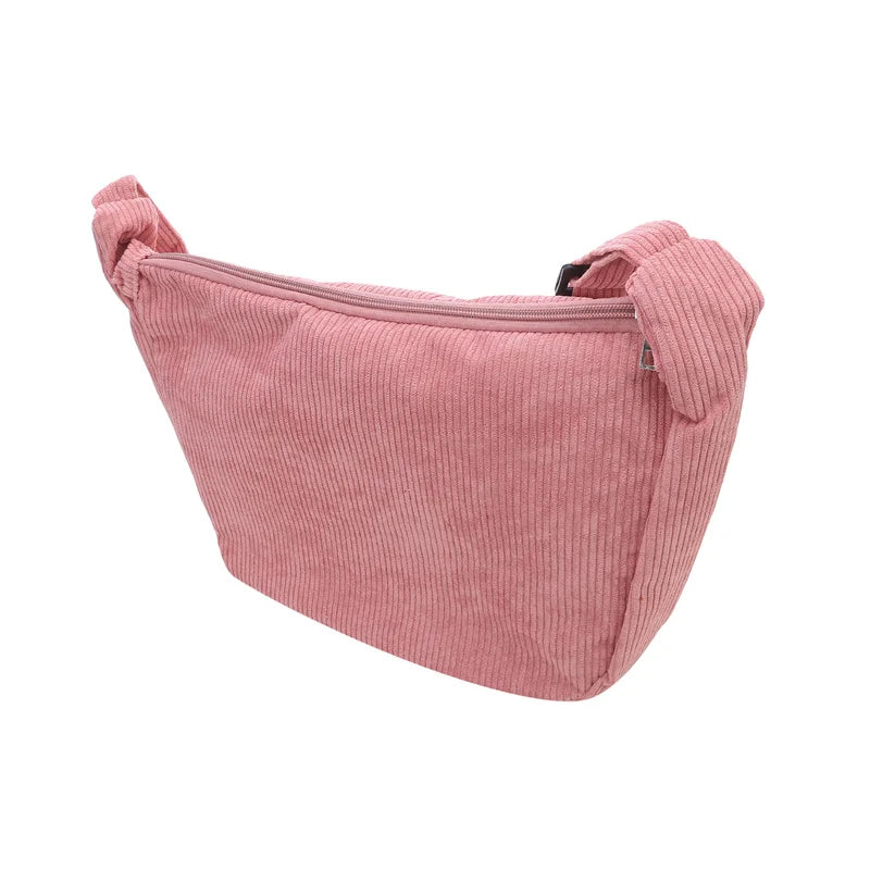 Corduroy Shoulder Bag Minimalist Crossbody Bag Women's Handbags Fashion Fabric Underarm Bag Solid Color Zipper Female Handbag