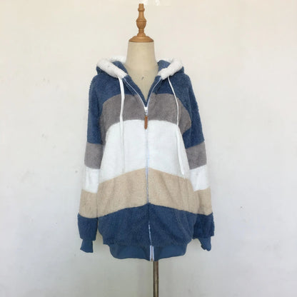 Übergroße Jacke für Frauen 2023 Neue Herbst Winter Warme Plüsch Tasche Mit Kapuze Streetwear Lose Dame Oberbekleidung Mantel Roupas Feminina
