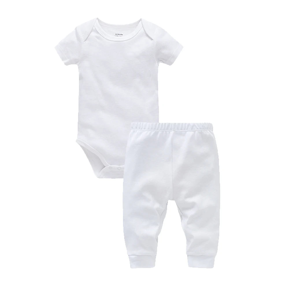 2 Teile/los Musselin Blank Baby Strampler Hosen Set Einfarbig Sommer Kurzarm Body Kinder Kleidung Set Jungen Kleidung.