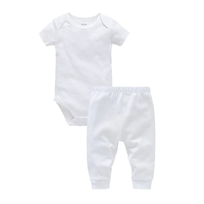 2 Teile/los Musselin Blank Baby Strampler Hosen Set Einfarbig Sommer Kurzarm Body Kinder Kleidung Set Jungen Kleidung.