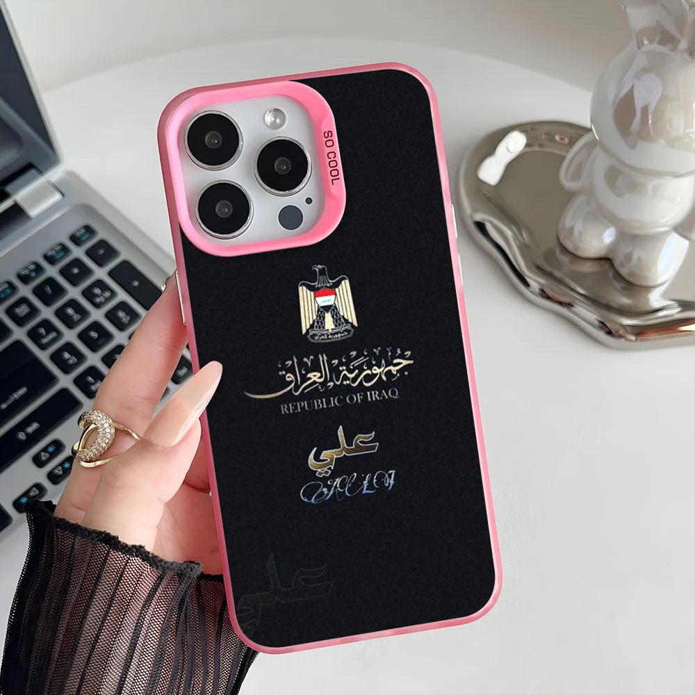 Epc Nation Iraq Flag Phone Case IMD Phone Case For IPhone 16 15 14 13 12 11 Pro Max Plus Color Silver Cover.