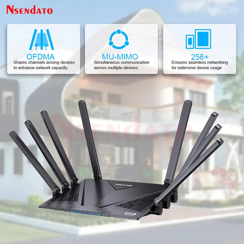 WAVLINK AX6000 WiFi 6 Dual Band Mesh Router with 4x1000Mbps 2.5Gbps WAN/LAN With Wifi Game Mesh/Router/AP/Reapter Mode For Home.