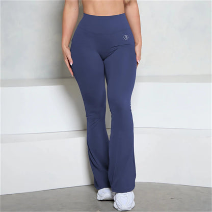 Allure The Brand Pocket Flare Scrunch Butt Pants ATB Women Tight-Fit Sexy Slim High Waist Pants Push Up Fitness Flare Leggings.