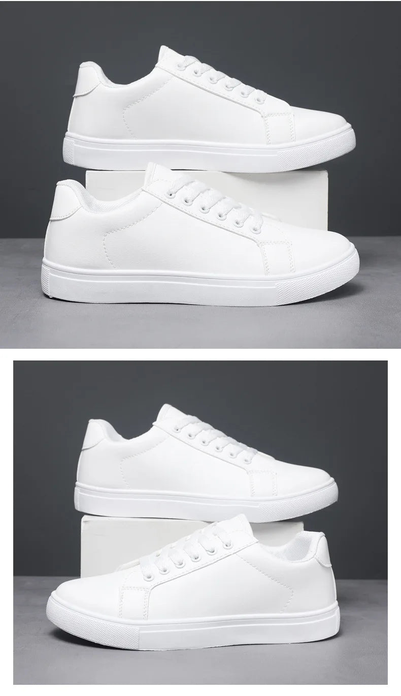 White Black Men Shoes Comfortable Casual Skateboard Shoes Men Solid Leisure Sneakers Lightweight Walking Shoes.