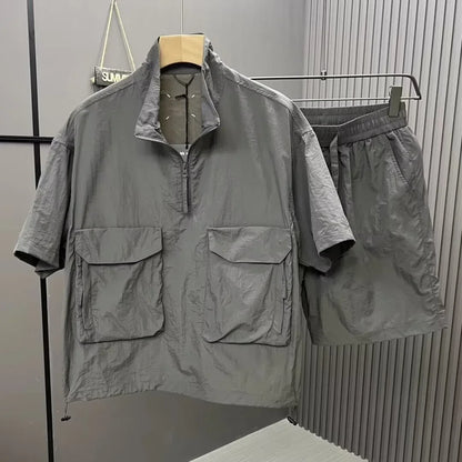 Casual Summer Sports Suit For Men Trendy Brand Short Sleeve Polo Shirt 2024 New Arrival Fashionable Mens Wear One Tower.