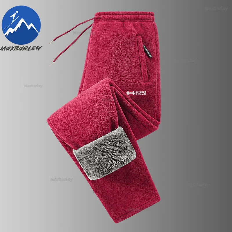 Maxbarley Winter Sportswear Set Mens Retro Training Thick Fleece Jacket + Pants Two Piece Set Casual Ski Running Tracksuit Suit