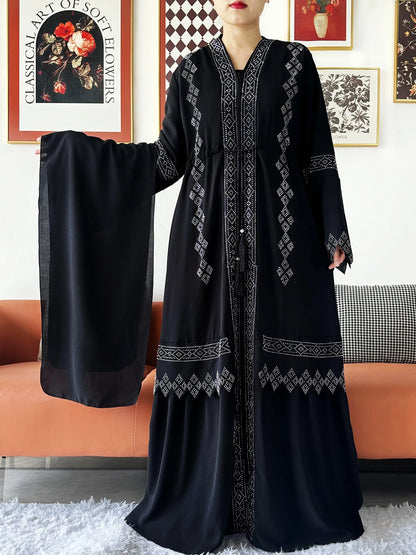 New Women Elegant Dress Chiffon Open Abaya with Zipper Muslim Women Dress Islamic Clothing Cardigan Abaya Women Muslim Dress