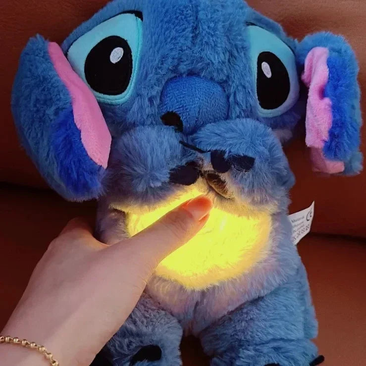 Kawaii Stitch Plush Doll Baby Sleeping Companion Sound Soothing Musical  Kawaii With Air Bag and Light Doll Breathing Toys Gifts.