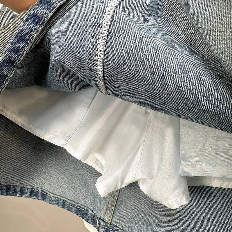 Summer New Womens Vintage Denim Skirts Korean Fashion High-Waisted Slim Mini Skirt Woman Elegant All-Match A- Line Bodycon Skirt.