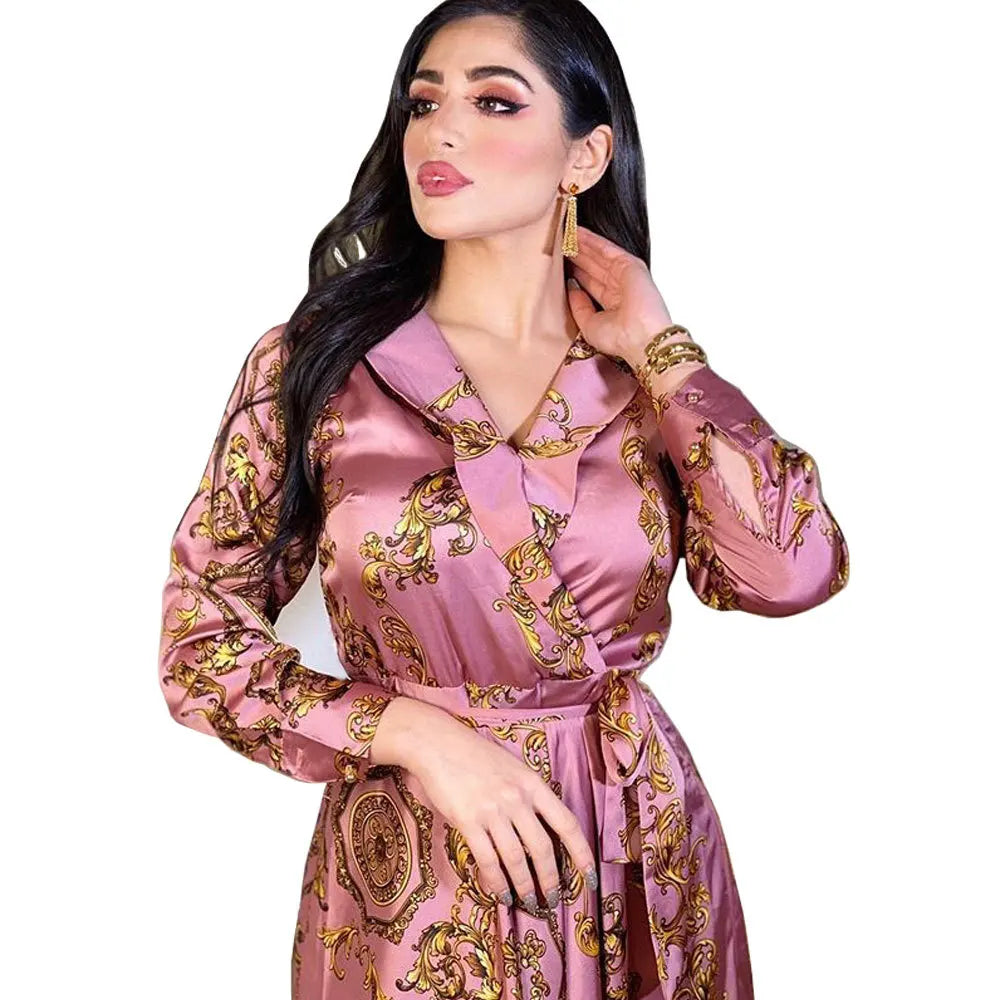 Frühling Muslimische Frauen Kleid Seide Marokkanischen Kaftan Langarm Türkei Dubai Spitze-up Abaya Islamische Kleidung Vestido Indien Kleider 2022.