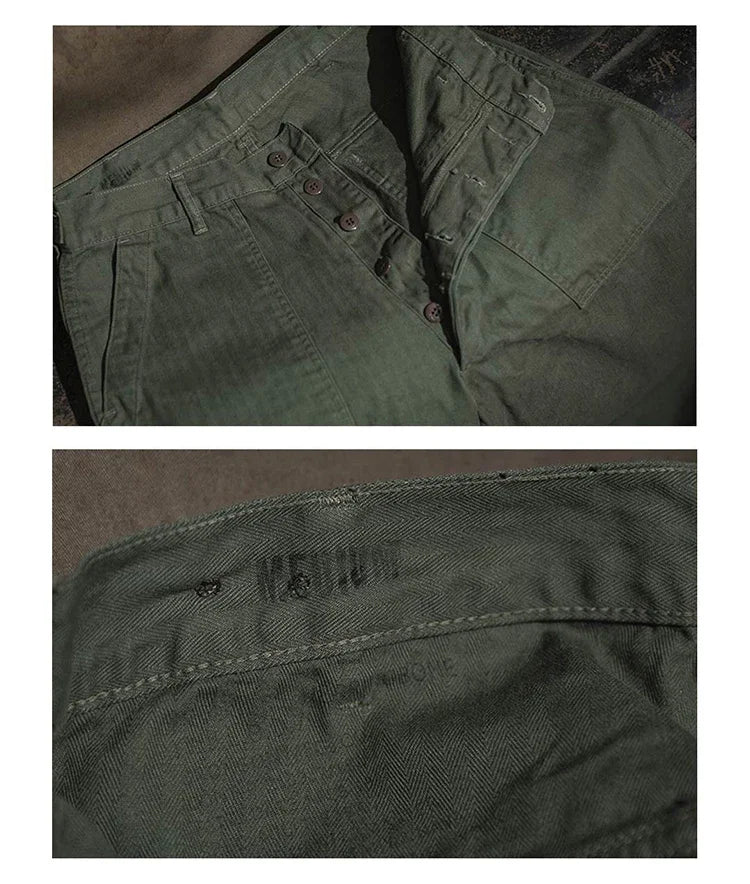 Bronson 1947 Model 838A OD7 Fatigue Utility Pants Men HBT OG-107 Baker Trousers