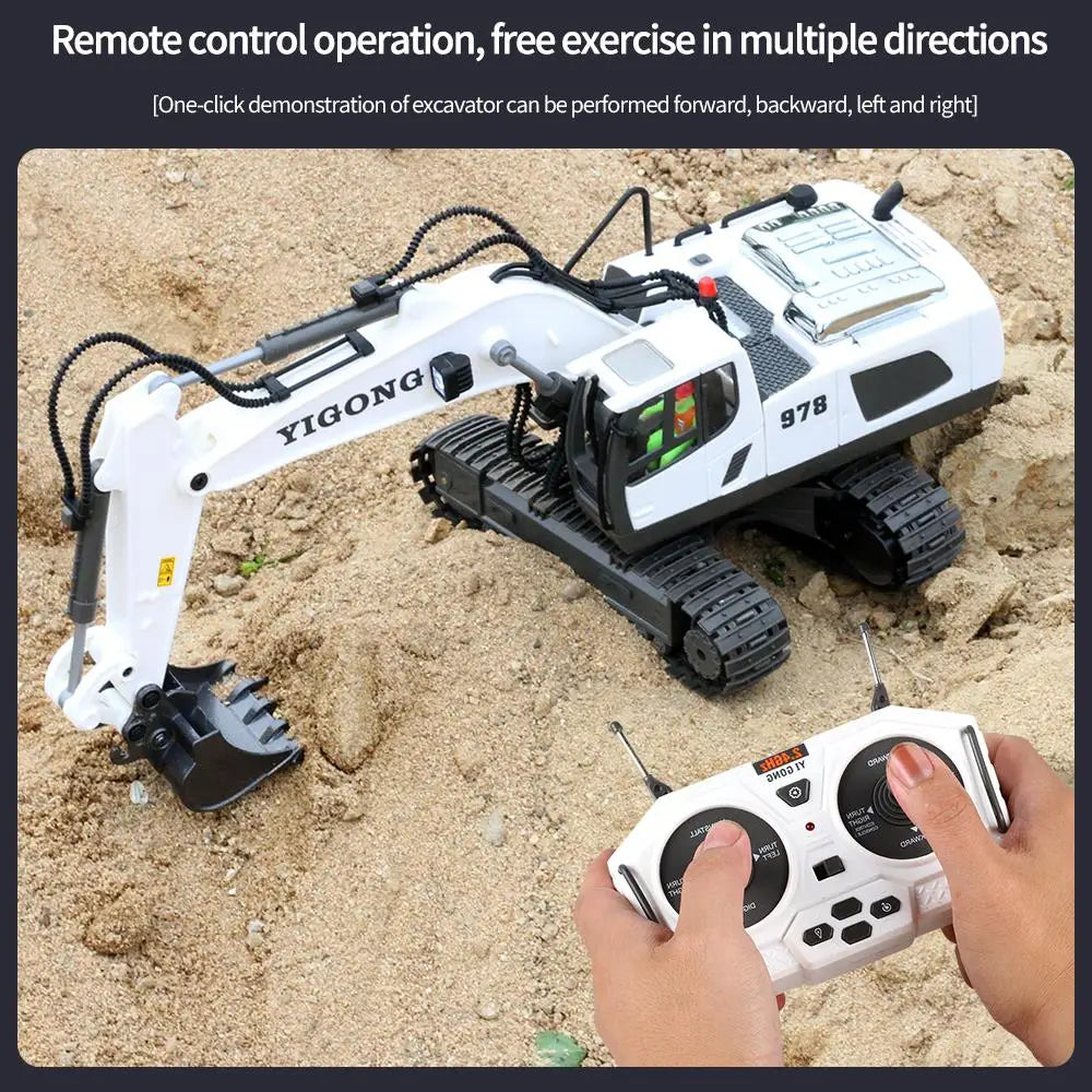 Teeggi 4WD Remote Control Excavator 4x4 Alloy Dump Truck Bulldozer Radio Model RC Car Construction Vehicle Toy Children Kid Gift.