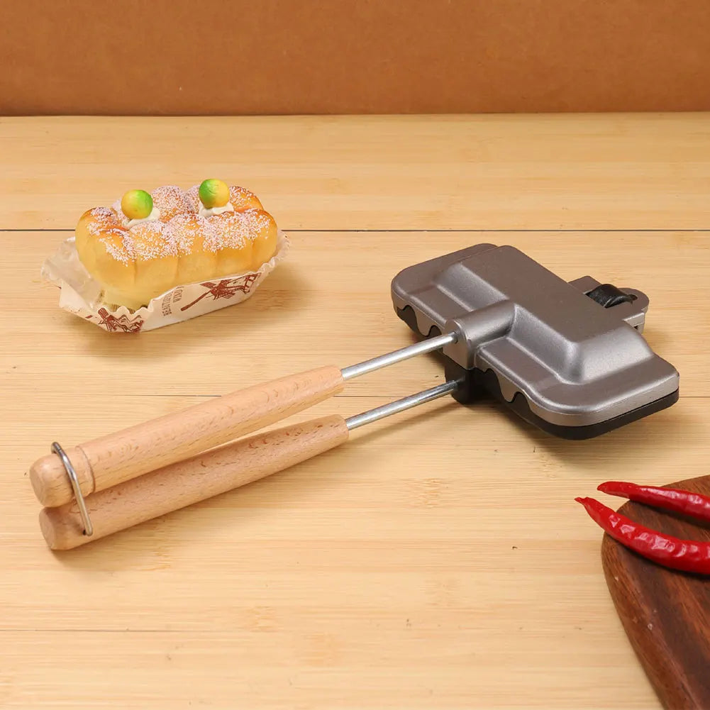 Hot Dog Toaster Non Stick Aluminum Alloy Double-Sided Sandwich Pan Bread Toast Breakfast Machine Double-Sided Sandwich Fry Pan.