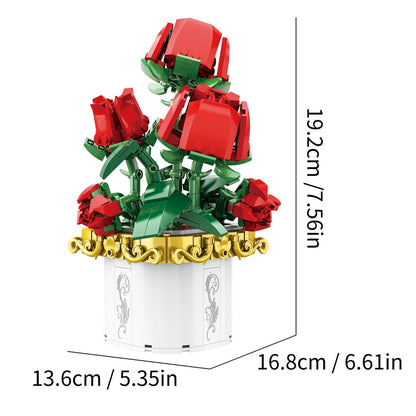 Small Bricks Flower Tree Building Block Kit DIY Home decoration Potted Plant Flower Botanical Construction Toy Girl Gift