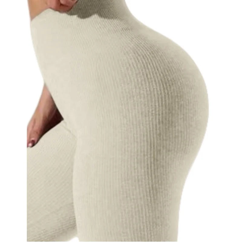 Women's High-Waisted Seamless Leggings, Quick-Dry Breathable Fabric, Four-Way Stretch Sporty Style for Yoga Cycling Running.