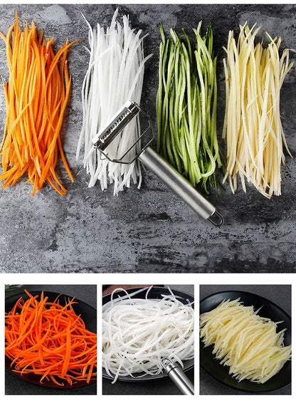 Stainless Steel Vegetable Peeler 4-in-1 Multi-Function Kitchen Tool with Anti-Slip Ergonomic Handle for Potato Carrot Cucumber.