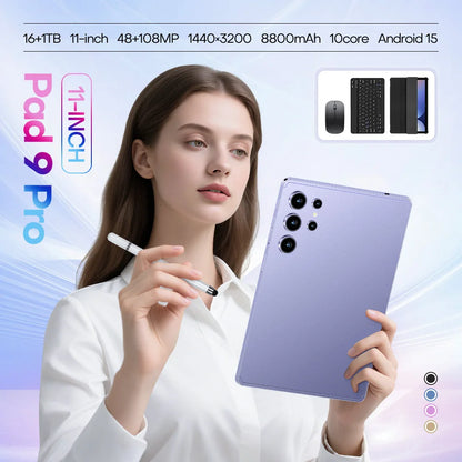 Original Pad 9 Pro 11 Inch 16GB RAM 1TB ROM tablet Android 15 Core Pad Tablet PC Phone Dual Wifi tablette android 8800mah.
