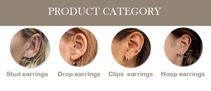 Crmya Classic Earrings for Women Zirconia Gold-plated Ear Cuff Stud Hoop Earrings Women Party Jewelry Accessories Wholesale.