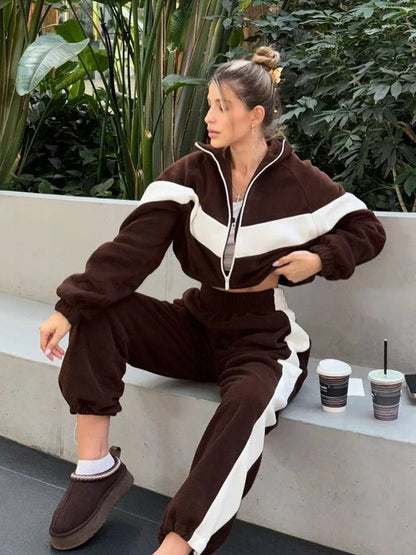 Women's Ready Zip Front Set Street Style Lightweight Hoodie & Pants Two Piece Sports Casual Fashion Loose Outdoor Outfit