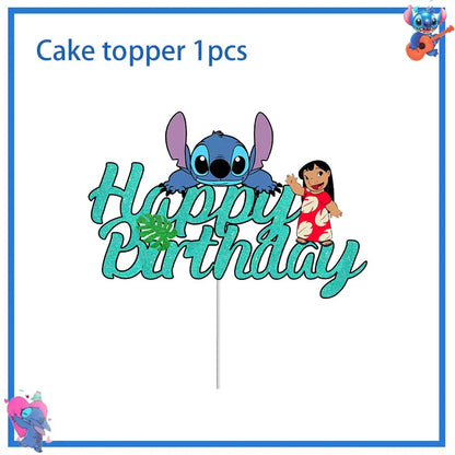 Disney Stich Geburtstag Party Dekorationen Blau Thema Geschirr Tischdecke Banner Hängende Spirale Für Kinder Event Liefert.