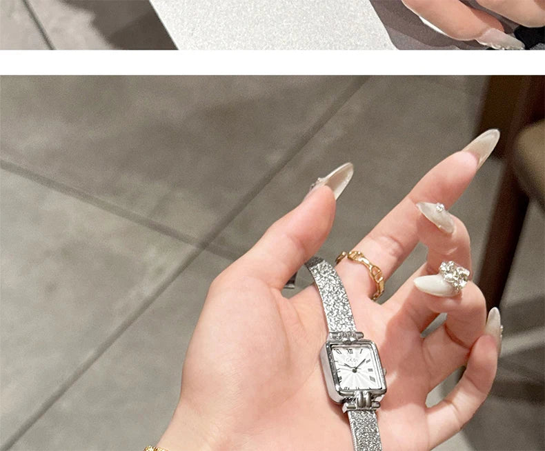 GEDI Gold Stainless Steel Quartz Watch Square Woman High-End Vintage Light Luxury Elegant Women's Wristwatches Gift