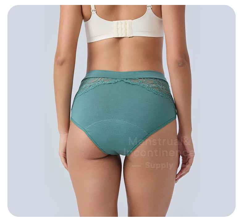 High Waist Period Panties for Women 4-Layer Leakproof Bamboo Fiber Menstrual Underwear Eco-Friendly for Sports Sleep Daily Use.