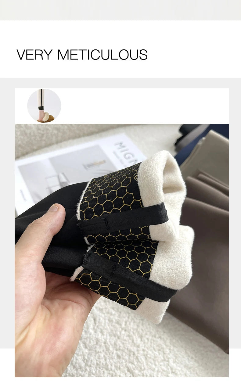 BIVIGAOS New Autumn Winter Cashmere Velvet Shark Leggings Women Red No-trace Thickened High Waist Butt Lifting Warm Leggings.