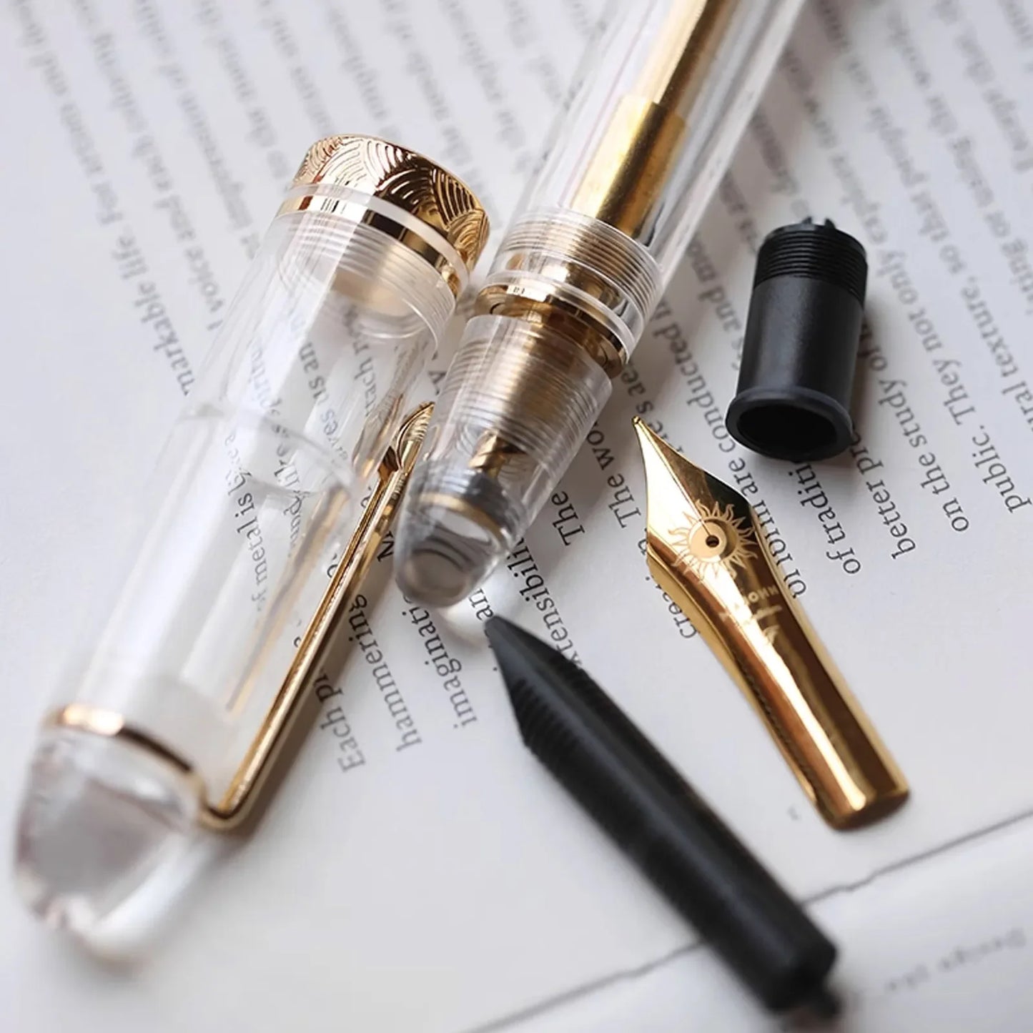 MAJOHN Nr. 8 40-Feder-Acryl-Füllfederhalter P140, groß, transparent, für Erwachsene, Studenten, Farbtinte, großes Fassungsvermögen, Stift zum Schreiben von Schreibwaren.