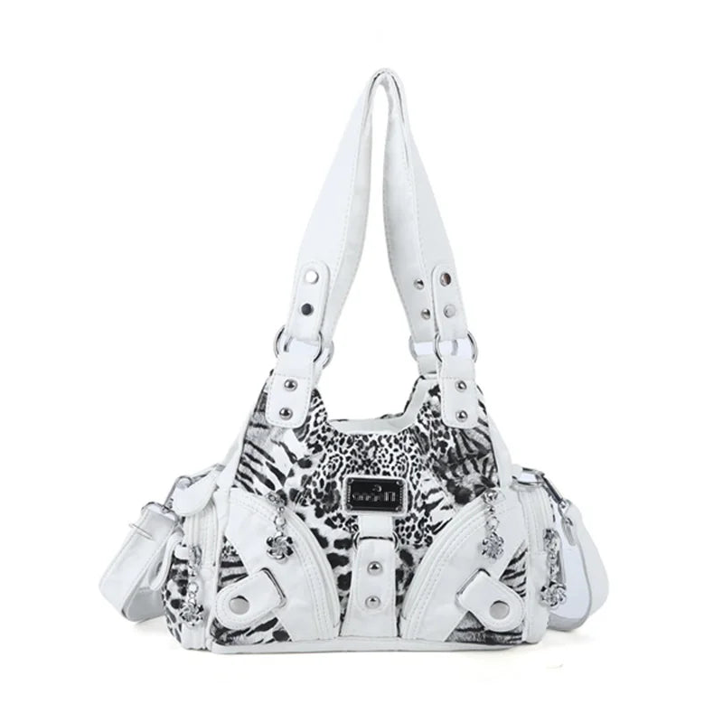 Women Handbags Soft Tote Bag Small Top-handle Fashion Satchel Multi-Pockets Leopard Shoulder Bag Hobos Phone Pack.