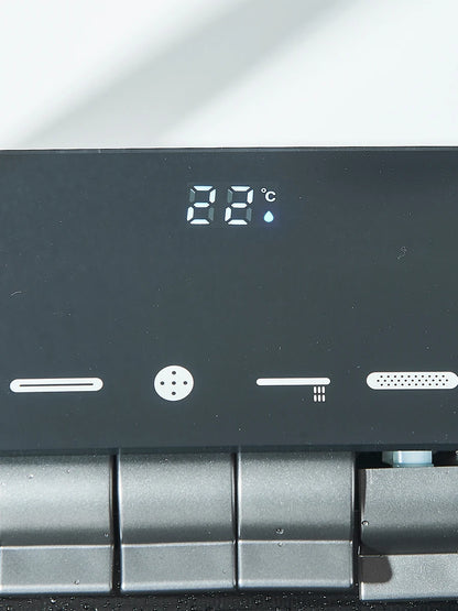 Küchenspüle aus Edelstahl 304, doppelter Wasserfall, Einzelschlitz, integrierte Digitalanzeige, Wasserhahn-Set, Seifenspender, Tassenwascher