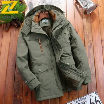 Winter Parka Men Windbreaker Fleece Thick Warm Fur Coats Male Retro Hooded Streetwear Overcoats Men's Windproof Jackets 6xl