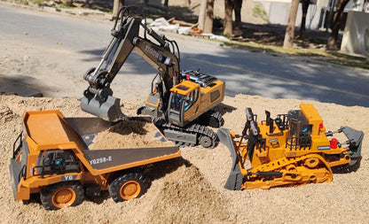 4WD Remote Control Excavator Toy Radio Controlled RC Dump Truck Vehicle Crawler Bulldozer Construction Car Gifts for Kids Boys