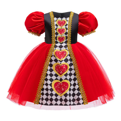 Alice Red Queen Cosplay Prinzessin Kleid Mädchen Deluxe Performance Kleidung Kind Karneval Halloween Party Charm Kostüm Geburtstagsgeschenk