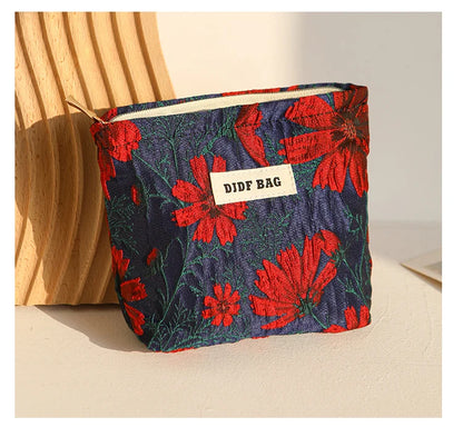 Mini Female Cosmetic Bag Portable Red Soft Small Sanitary Napkin Storage Bag Commuter Coin Key Bag Portable Bank Card Bag