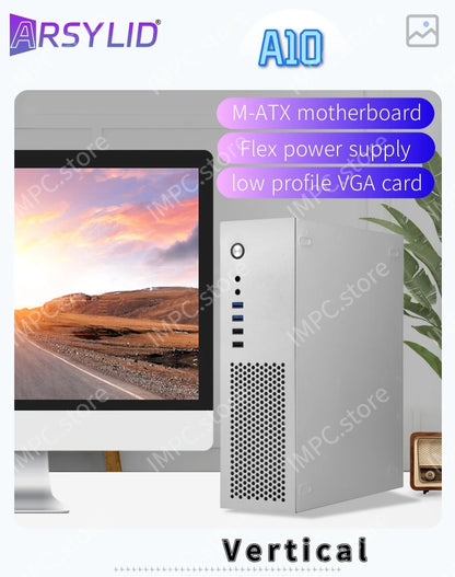 A10 7.3L M-ATX Chassis A4 HTPC Portable Computer PC Support PCIe 2.5' SSD Drive Mini Flex PSU Case.