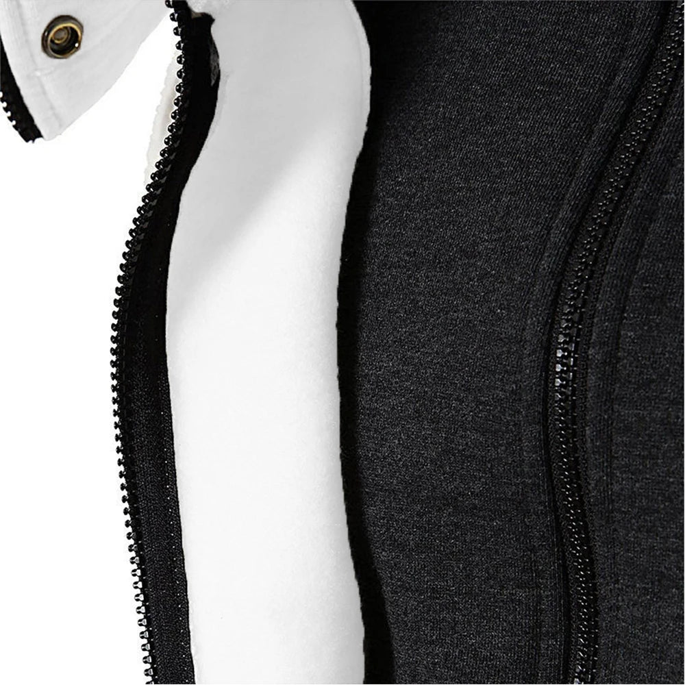 Zipper Men Jackets Autumn Winter Casual Fleece Coats Bomber Jacket Scarf Collar Fashion Hooded Male Outwear Slim Fit Hoody.