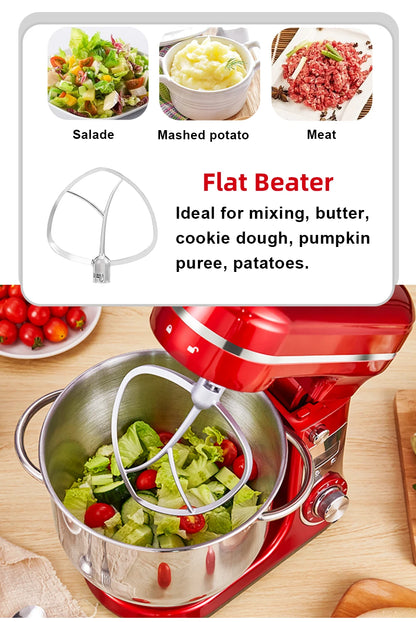 BioloMix Kitchen Food Stand Mixer, Blender, Quiet Motor, Cream Egg Whisk, Whip Dough Kneader, 6-Speed, 1200 W, 6 L, DC.