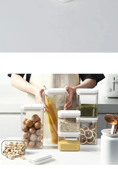 Clear Food Grade Plastic Storage Jar Airtight Seal for Kitchen Snacks Cereals Beans Kitchen Storage Organizer Kitchen Storage
