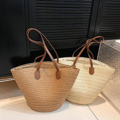 Women's Large Capacity Shoulder Bag Summer Straw Woven Basket Handbag Fashion Female Luxury Designer Beach Bag Bali Shopper Tote.