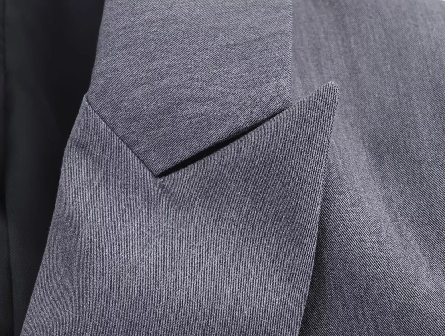 HH Frau Mode Vielseitige Lange Ärmel Zweireiher Tasche Dekoration Blazer + High Street Casual Pendeln Hose 2-teiliges Set