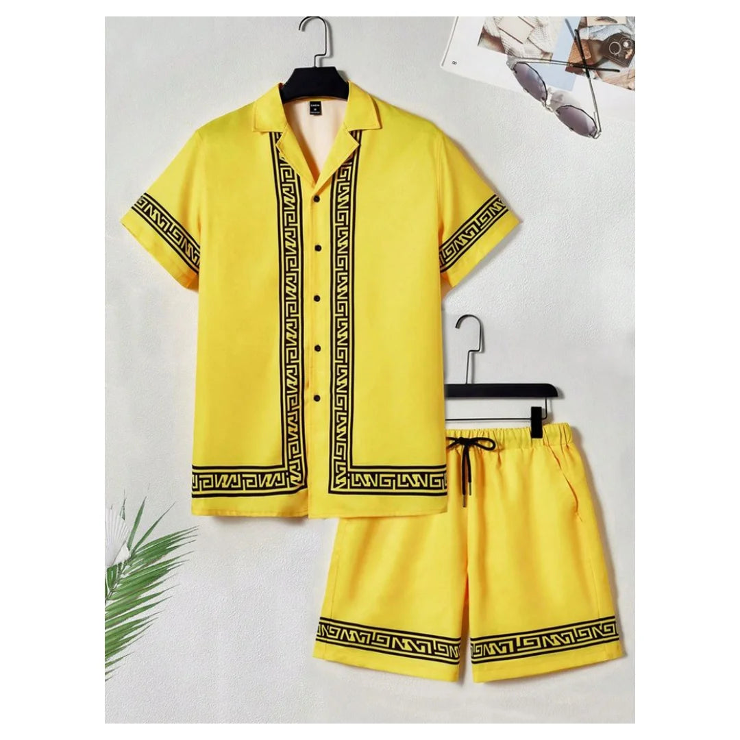 Casual Y2k Men's Shorts, Fashionable Men's Short-sleeved Shirts, Summer Short-sleeved Shirts And Beach Shorts Men's Sets.