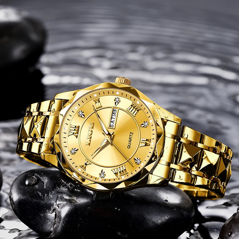 LIGE 2025 brand luxury women's watches waterproof luminous date day Ladies Watch stainless steel quartz watches for women reloj.