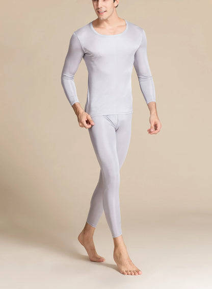 Lange Unterwäsche aus Seide für Herren, lange Unterhosen aus Maulbeerseide, Ober- und Unterteil, Thermounterwäsche-Set/Grundlagen